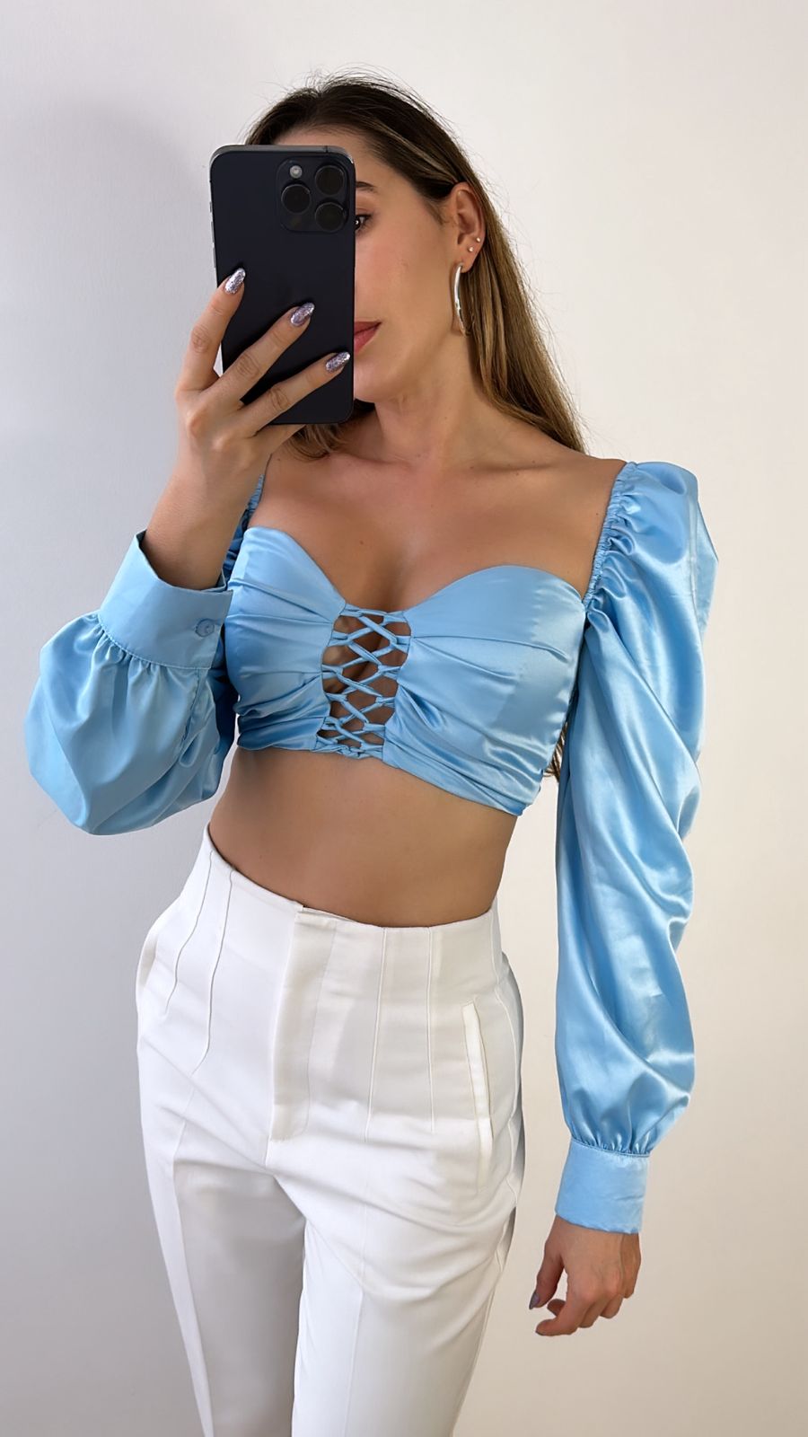 BLUSA MANGAS AZUL