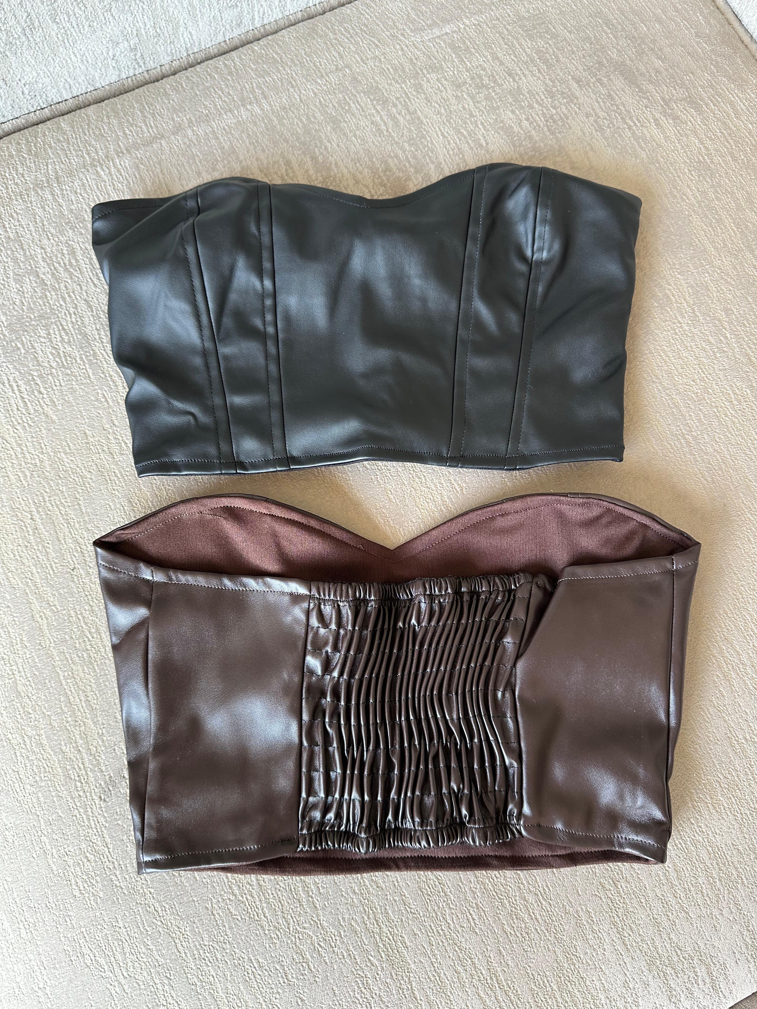 CROP TOP EFECTO CUERO