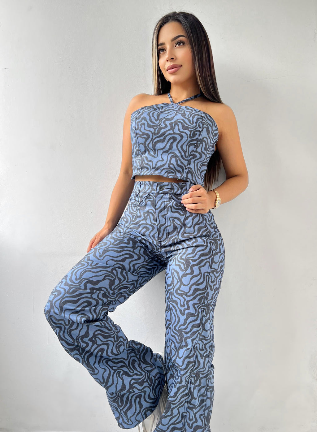 SET AZUL PATRONES