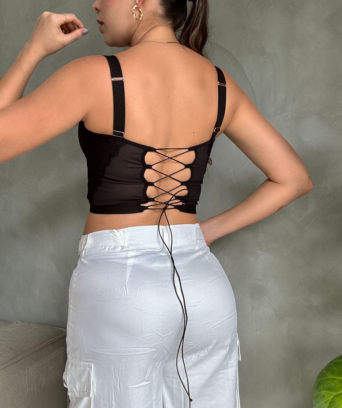 CROP TOP PERAL NEGRO