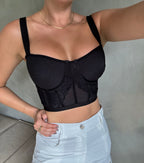 CROP TOP PERAL NEGRO
