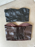 CROP TOP EFECTO CUERO